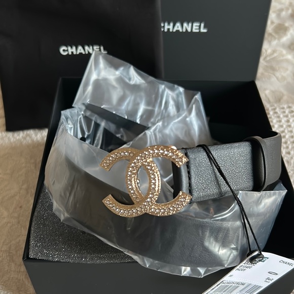 CHANEL Accessories Chanel Cc Belt Crystalblack 8534 Poshmark